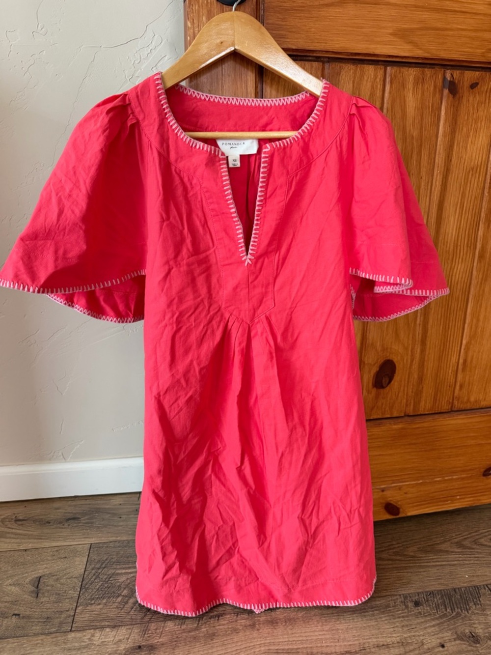 Tuckernuck Pomander Place Coral Pink Cotton Flutter Sleeve Mini Dress - XS
